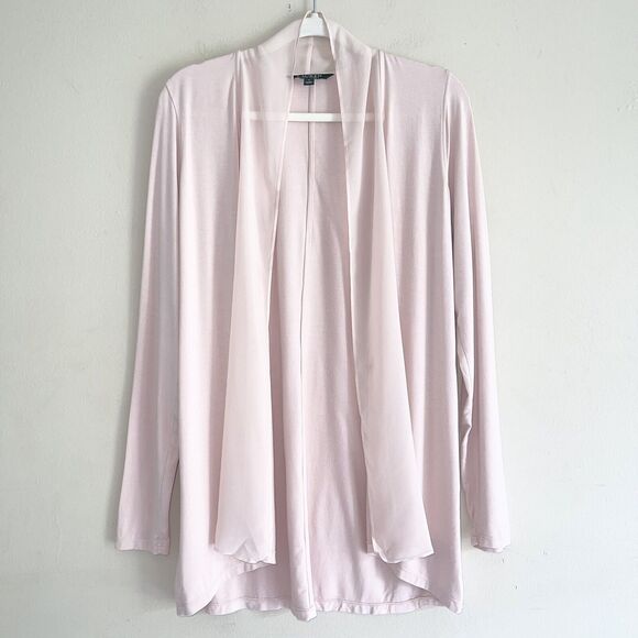 Ralph Lauren Lightweight Longline Cardigan M Sheer Panel Knit Rose Long Sleeves - Picture 3 of 9